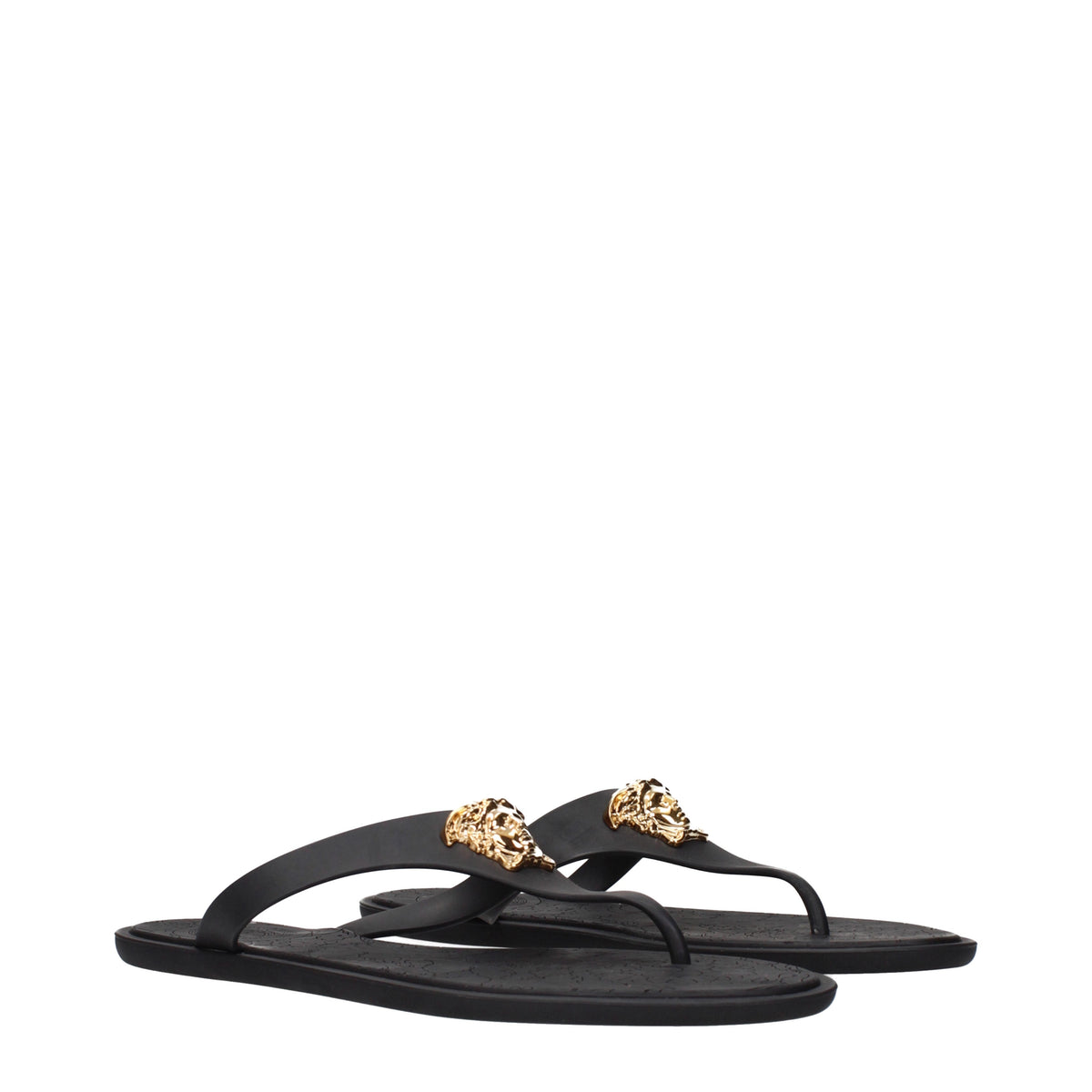 Versace Flip Flops Women Rubber Black