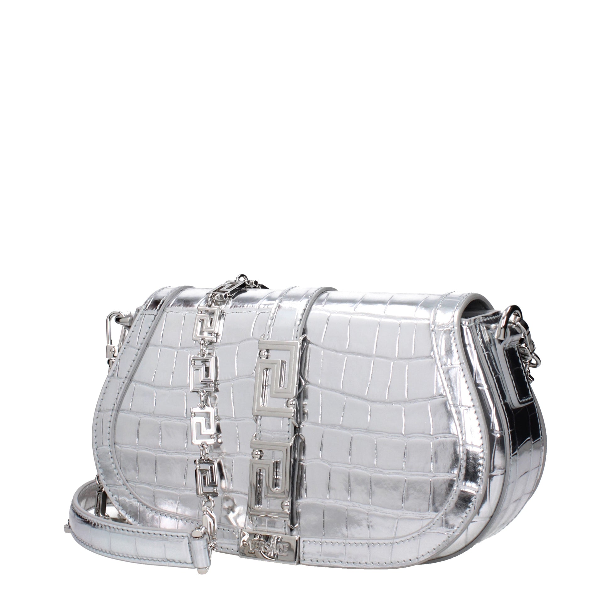 Versace Shoulder Bags Women Leather Silver