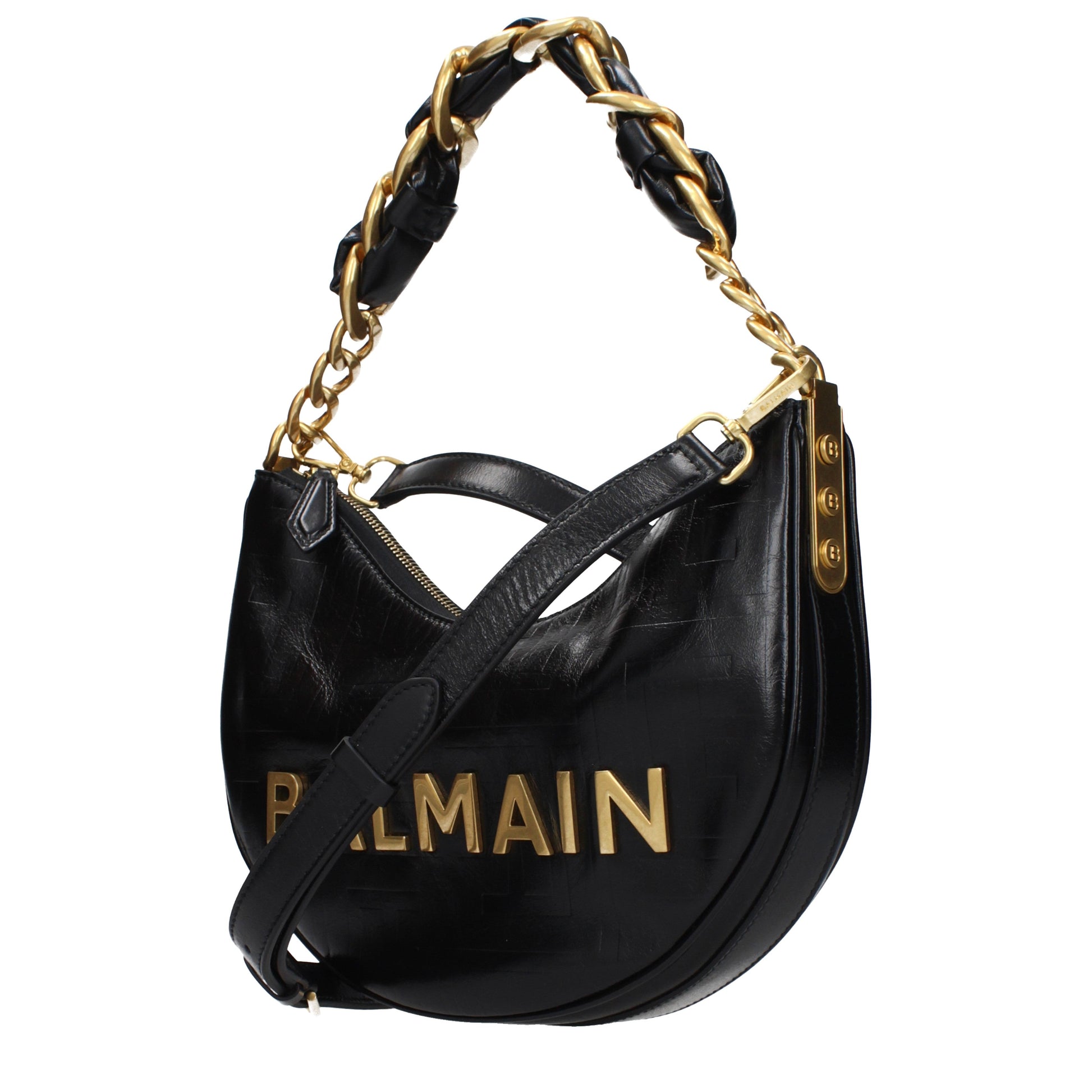 Balmain Shoulder Bags Women Leather Black