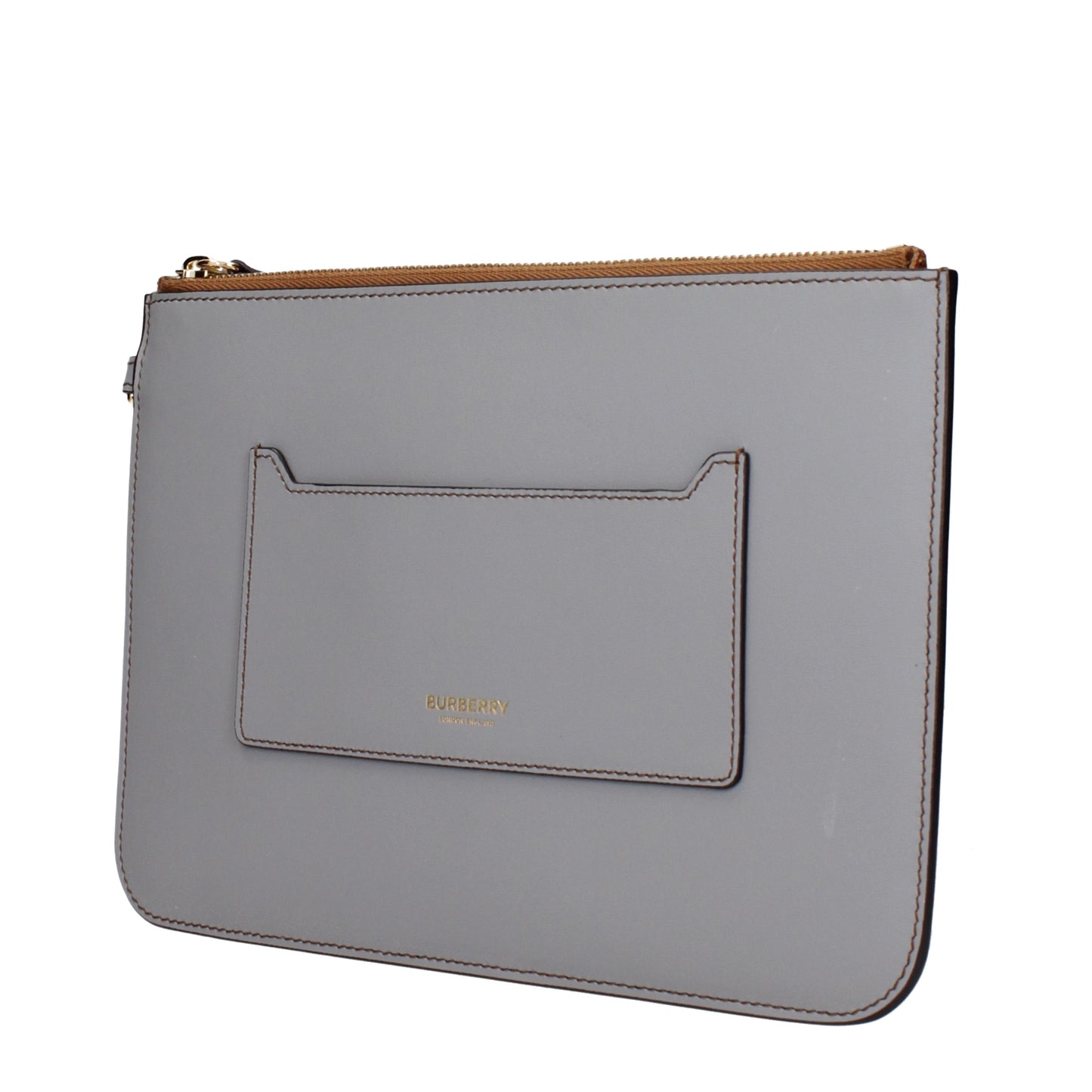 Burberry Clutches Men Leather Gray/Cloud