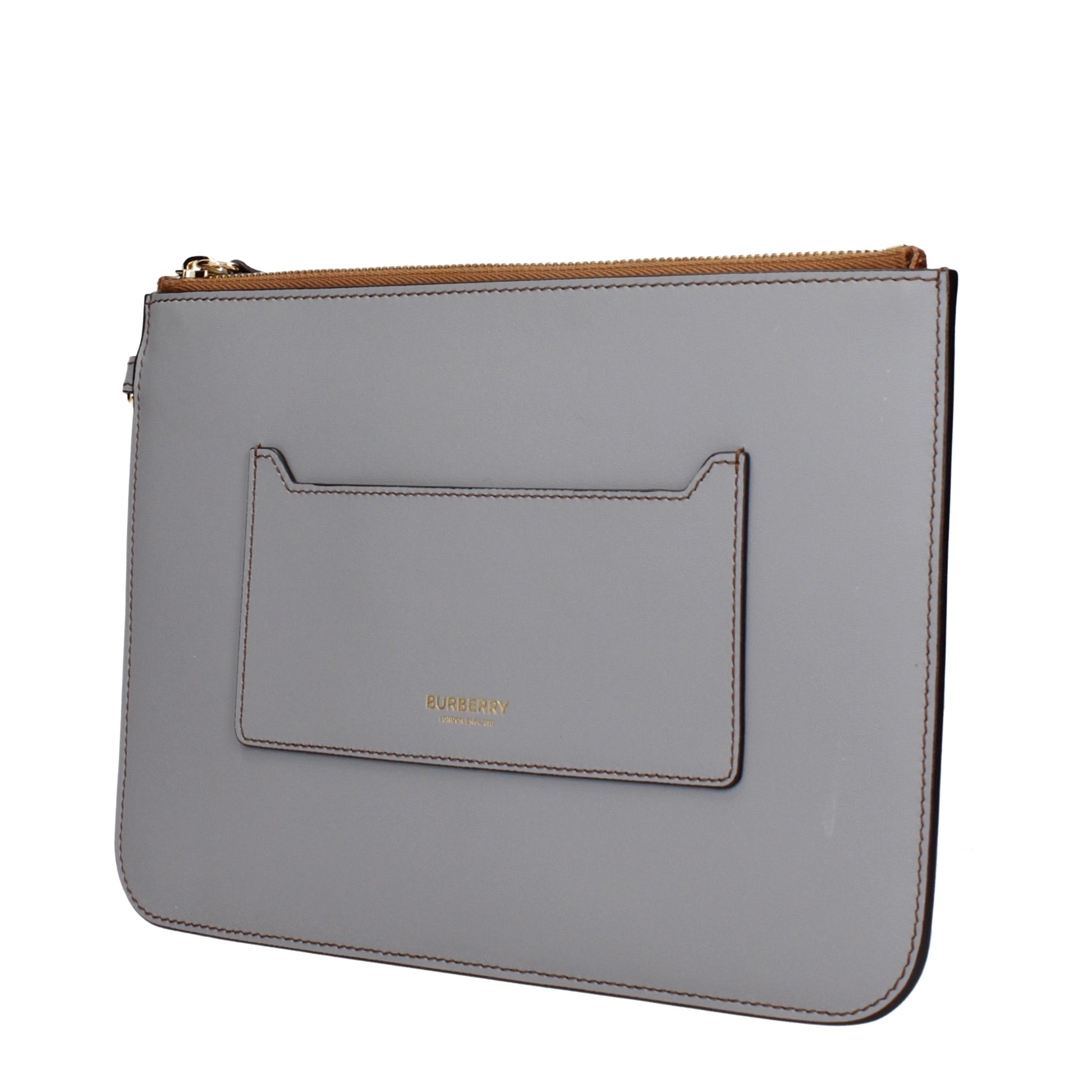 Burberry Clutches Men Leather Gray/Cloud