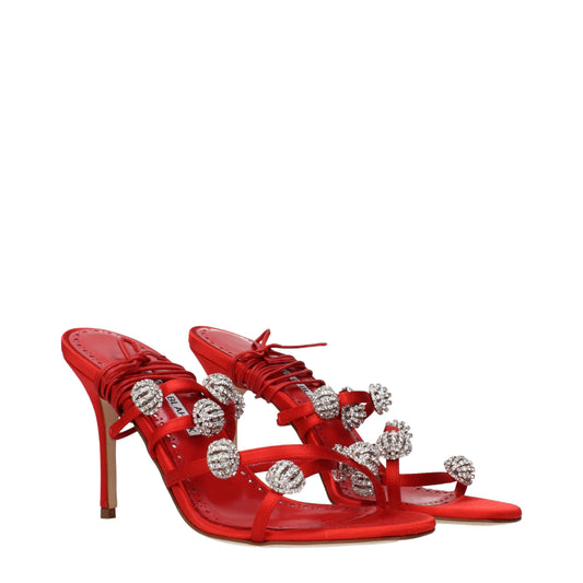 Manolo Blahnik Sandals Women Satin Red/Bright Red