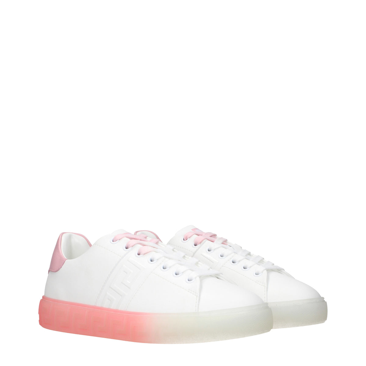 Versace Sneakers Women Leather White/Pastel Pink