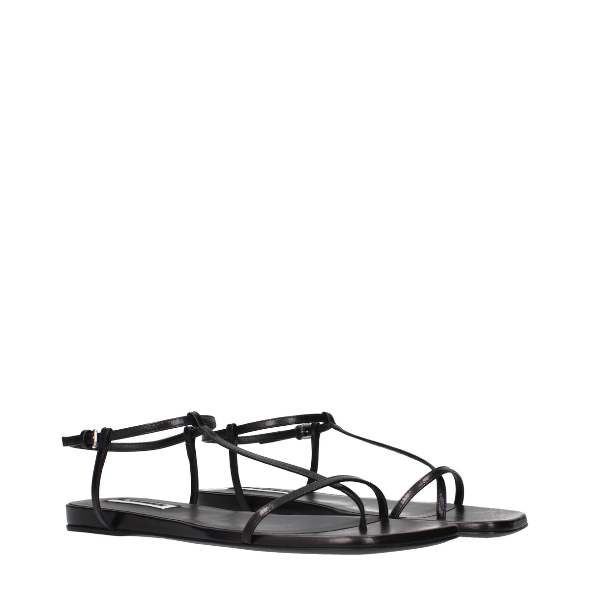 Jil Sander Flip Flops Women Leather Black