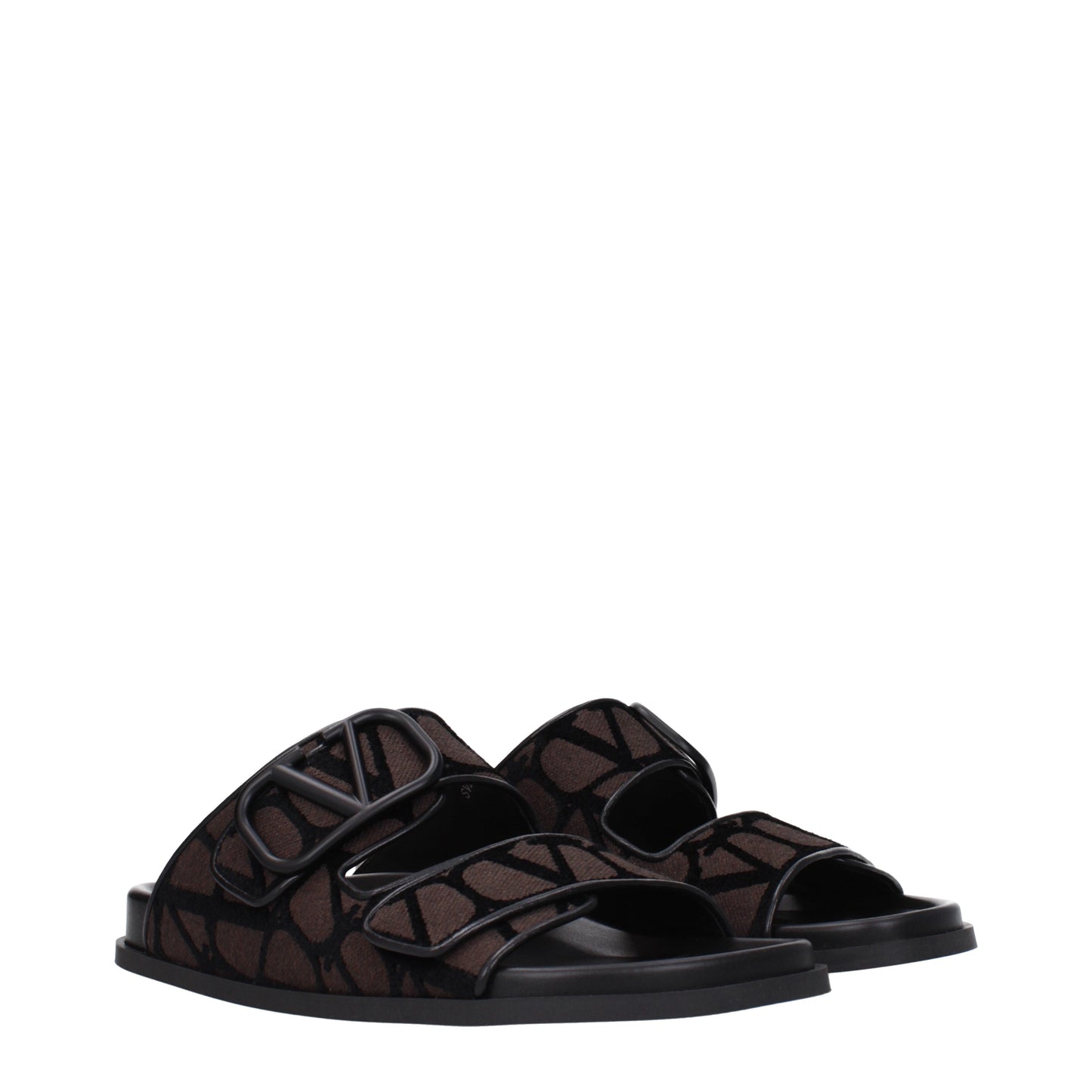 Valentino Garavani Sandals & Slippers Men Fabric  Brown/Dark Chocolate