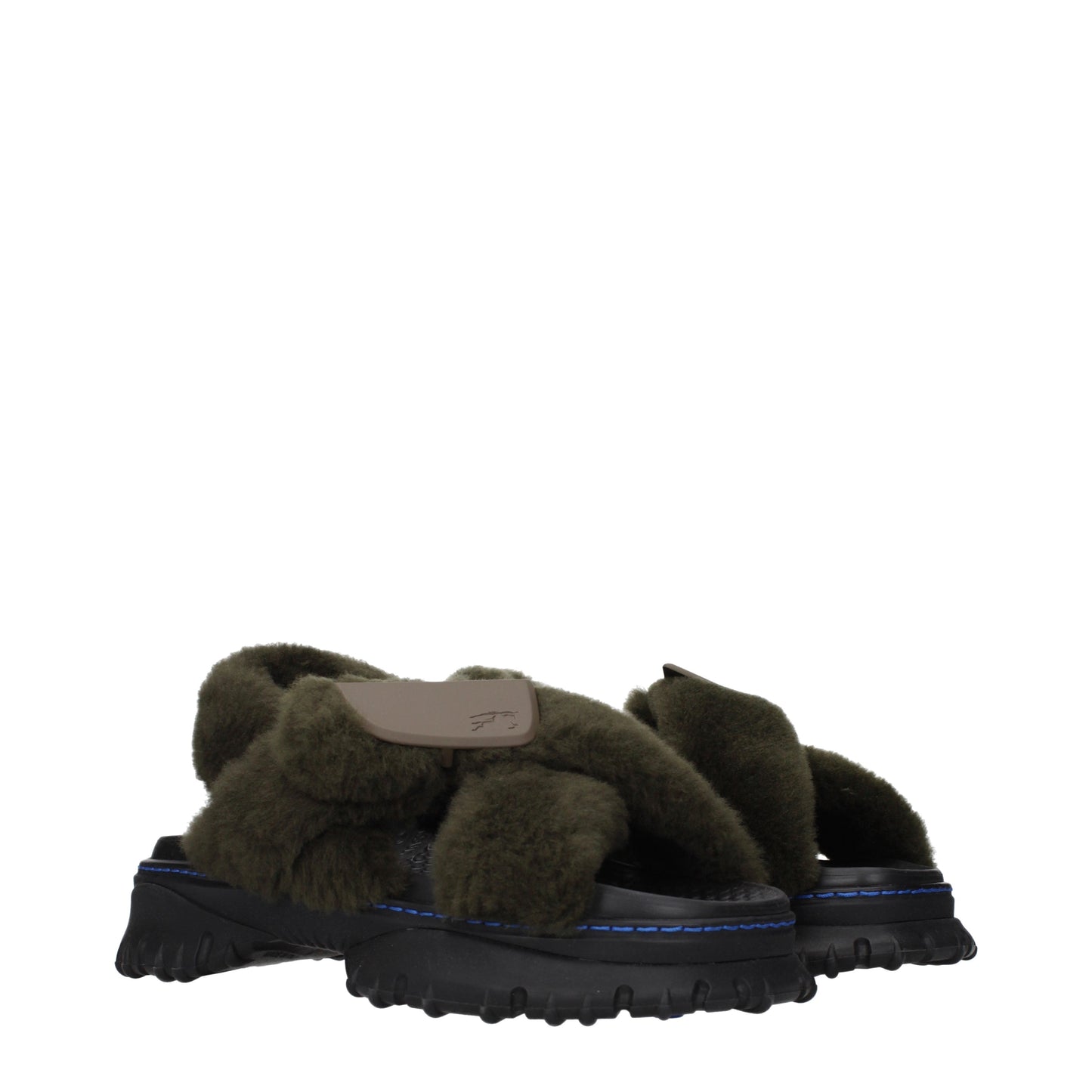 Burberry Slippers and Clogs Women Fur  Green/Lake