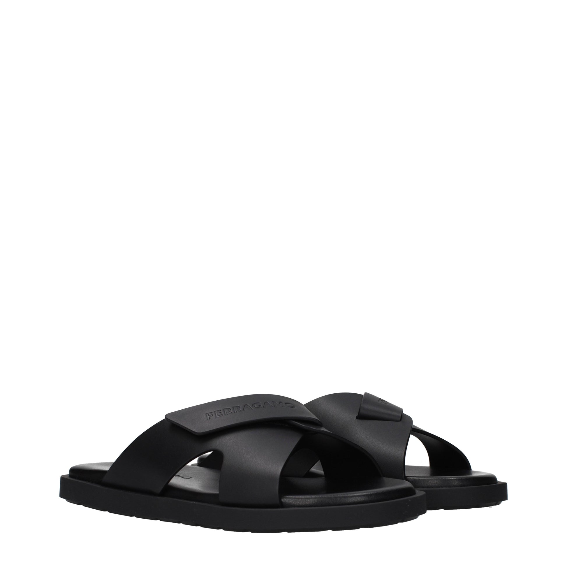 Salvatore Ferragamo Slippers and Clogs Men Leather Black