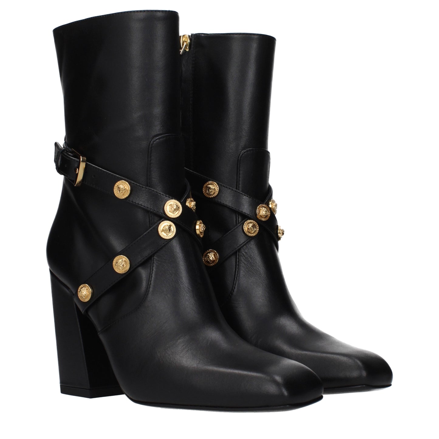 Versace Ankle Boots Women Leather Black