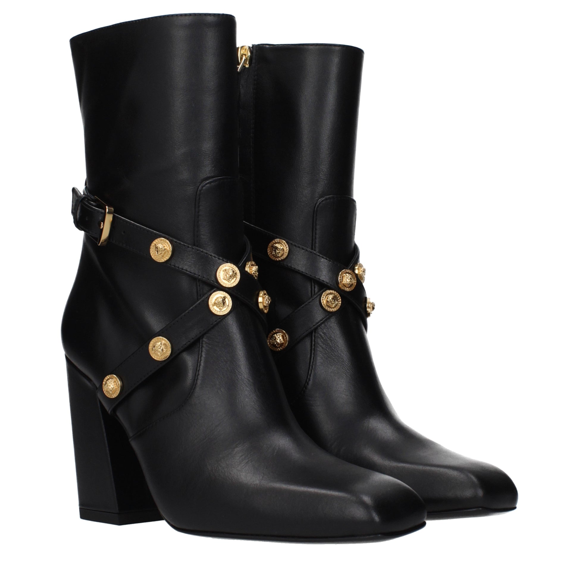 Versace Ankle Boots Women Leather Black