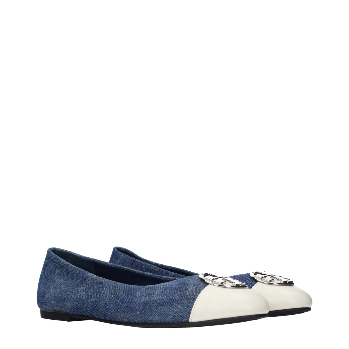 Tory Burch Ballet Flats Women Fabric  Blue/Beige