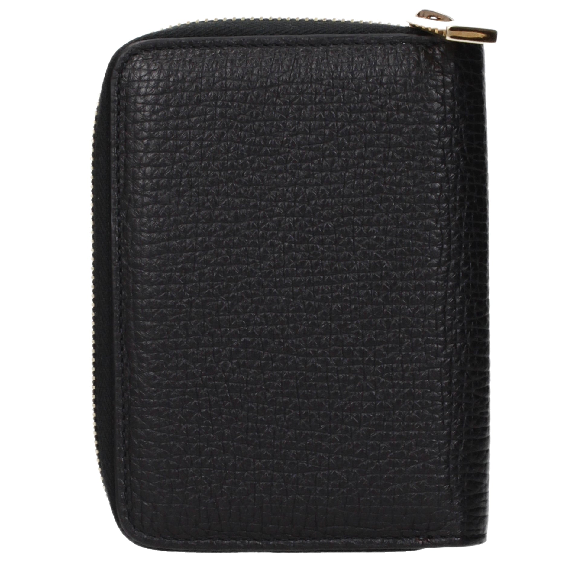 Versace Coin Purses Men Leather Black