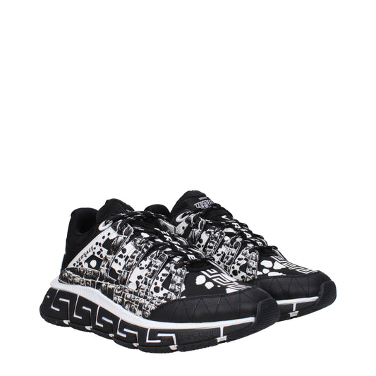 Versace Men's Sneakers in Fabric  Black/White