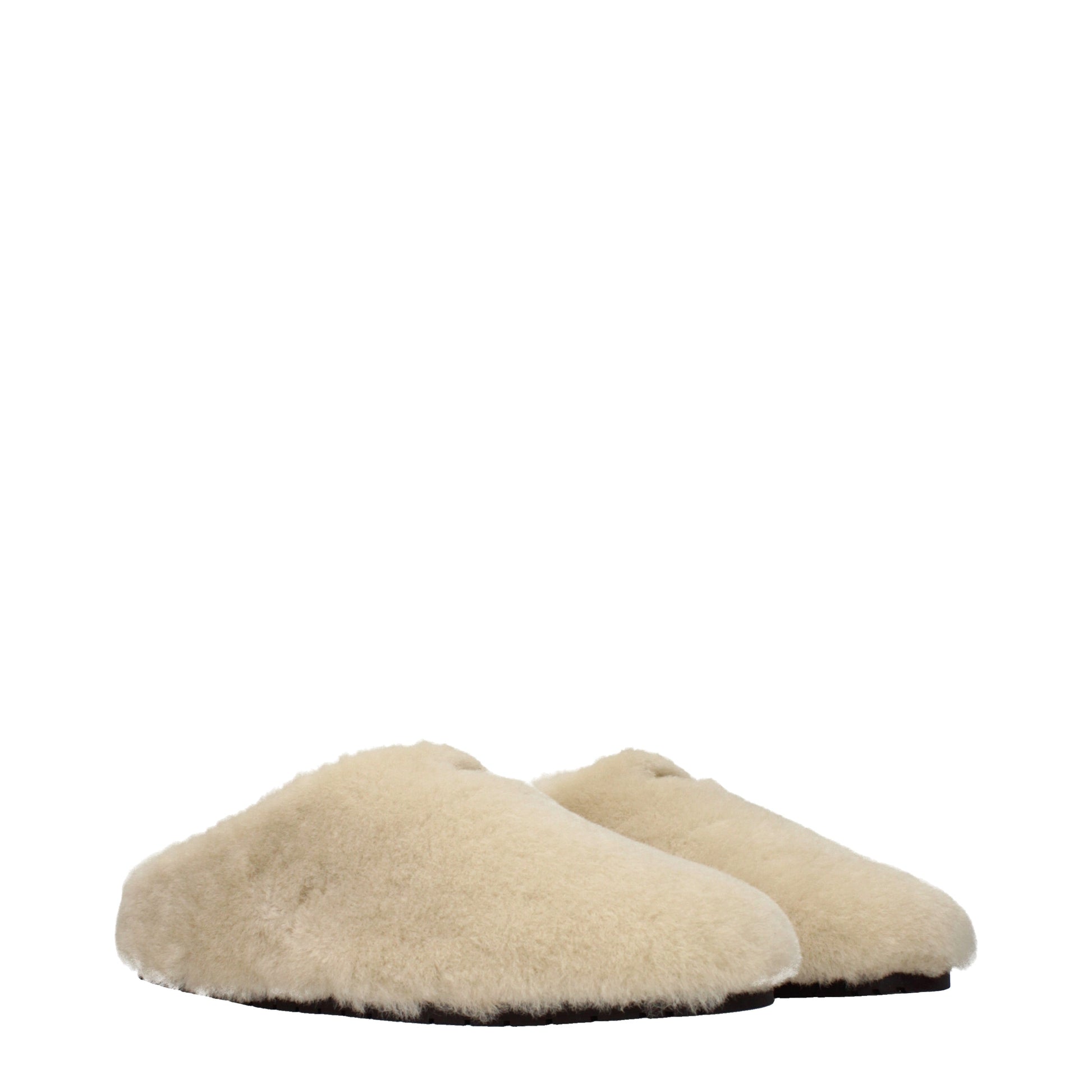 Prada Slippers and Clogs Women Fur  Beige/Travertine