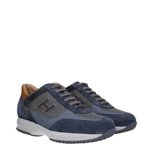 Hogan Men's Sneakers in Suede Blue/Brown