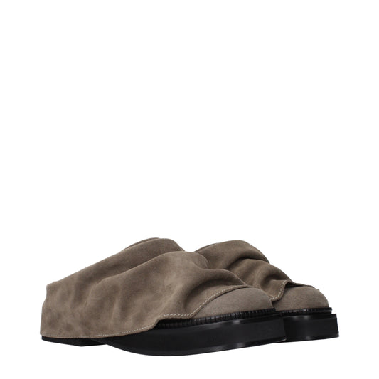 The Attico Slippers and Clogs Women Suede Gray/Taupe