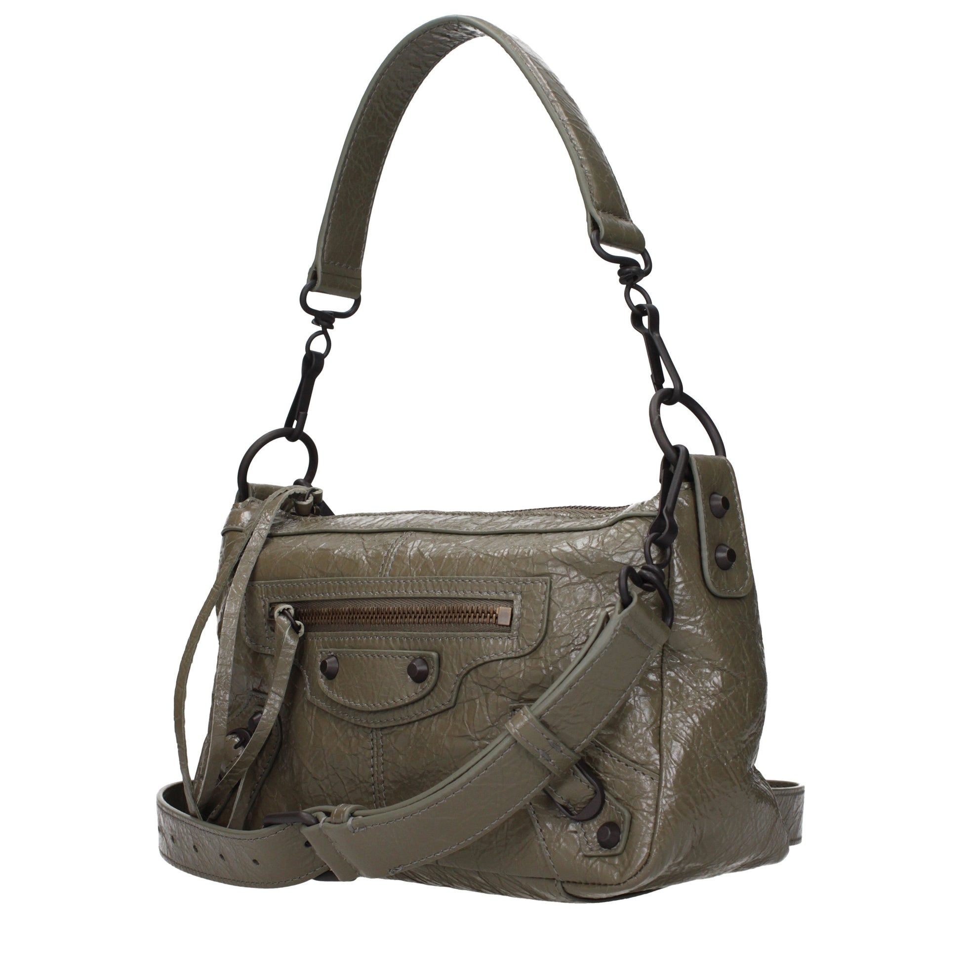 Balenciaga Handbags Women Leather Green/Military Green