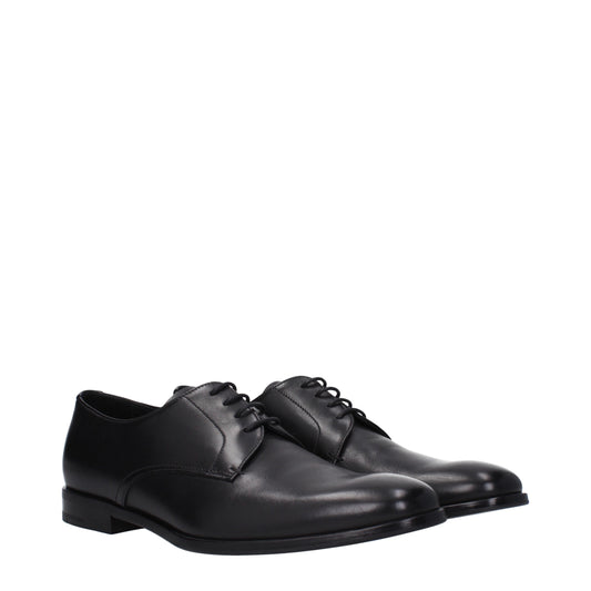 Prada Men's Lace ups in Leather Black