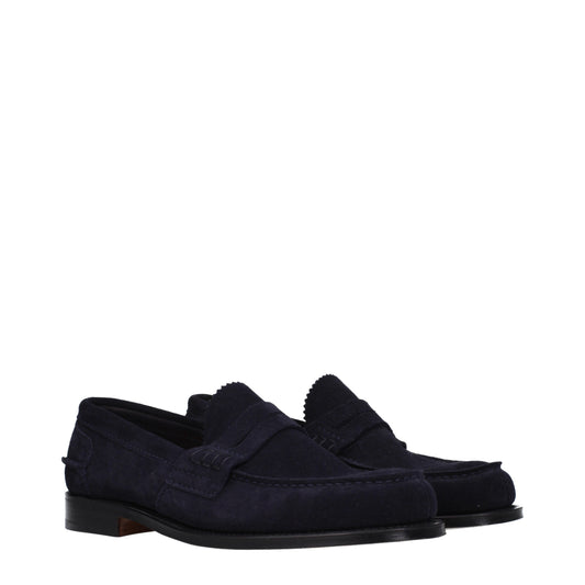 Church's Men's Loafers in Suede Blue/Blue Navy