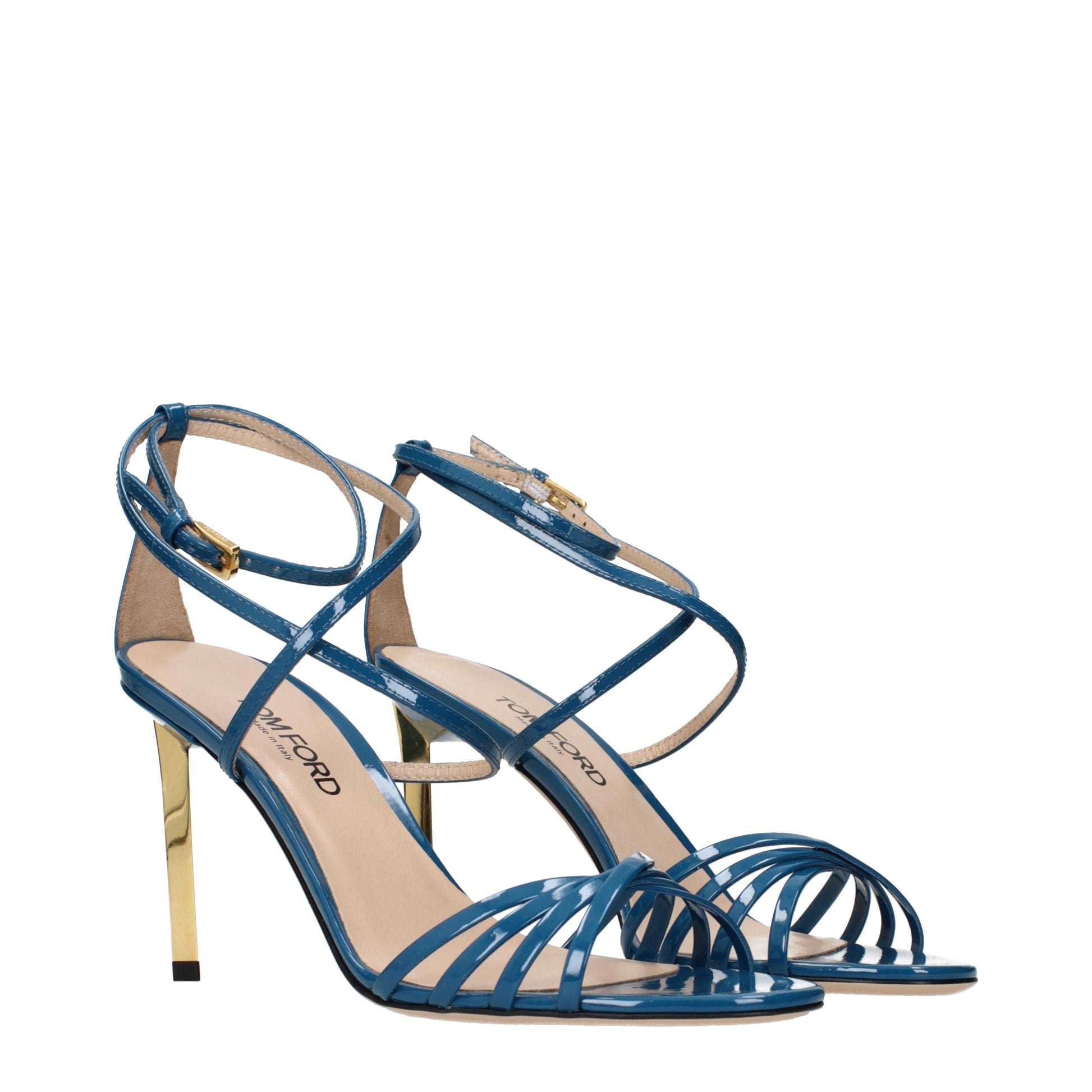 Tom Ford Sandals Women Patent Leather Blue/Turquoise