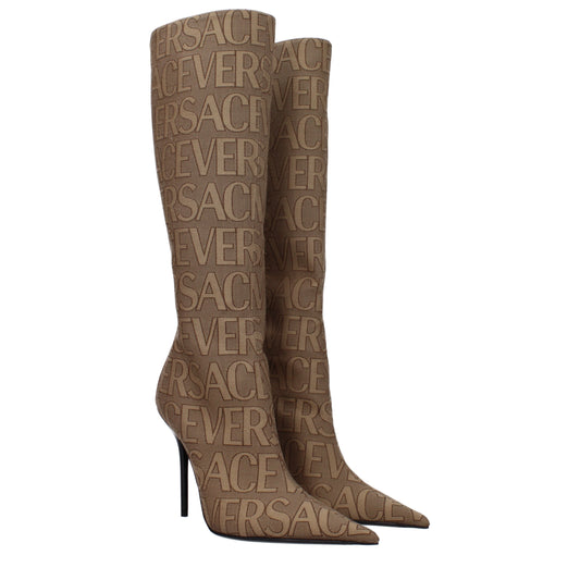 Versace Women's Boots in Fabric  Beige/Brown