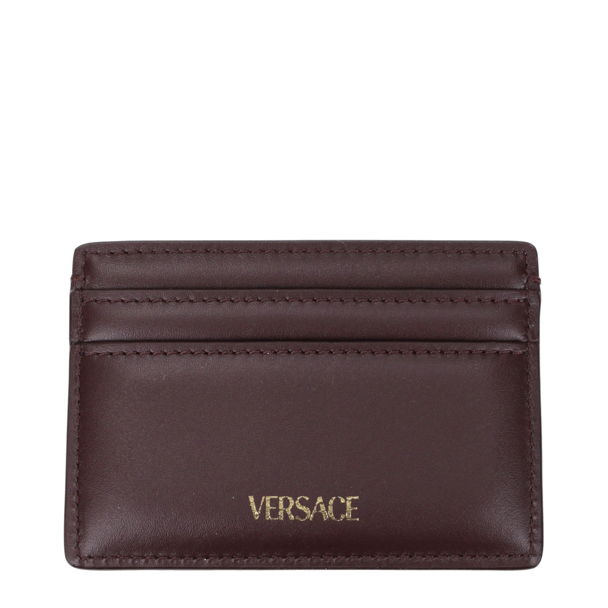 Versace Document Holders Men Leather Brown