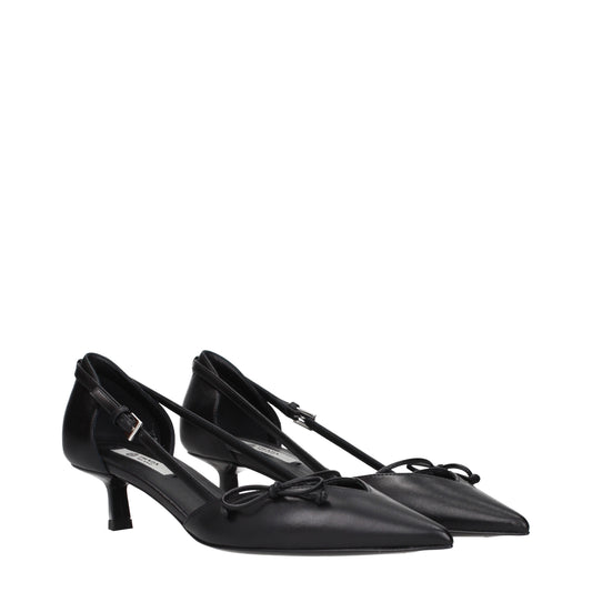 Prada Sandals Women Leather Black