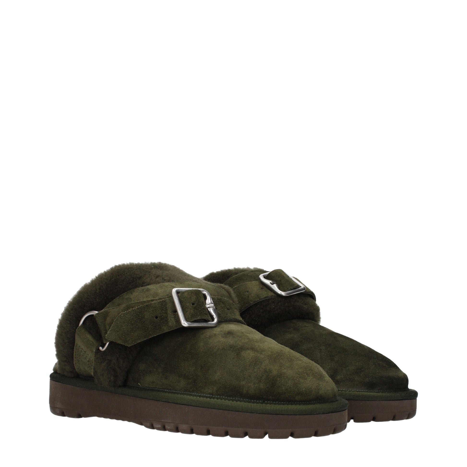 Burberry Slippers and Clogs Men Suede Green/Lake