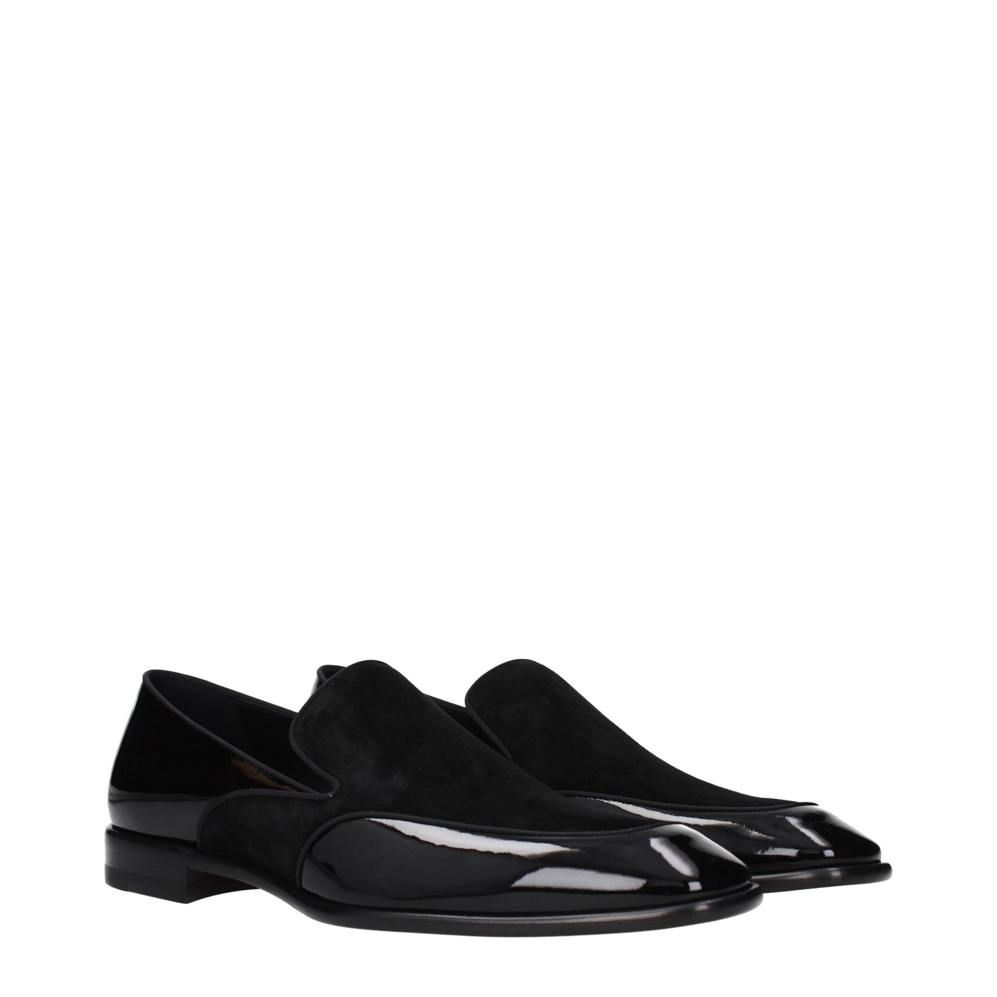 Louboutin Loafers Men Patent Leather Black