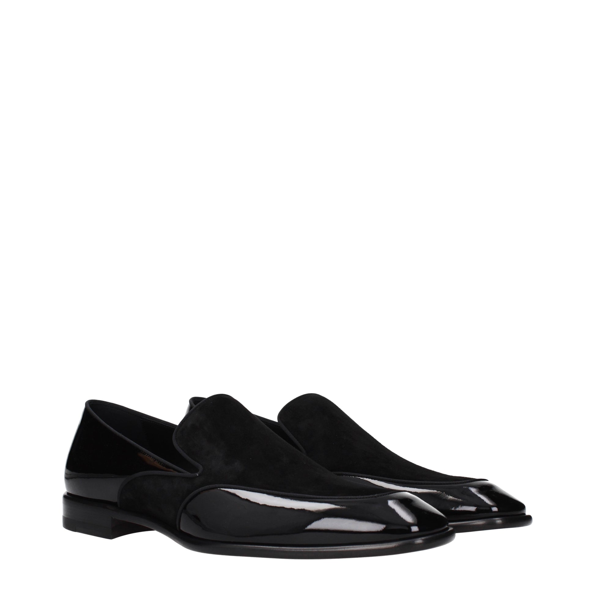 Louboutin Loafers Men Patent Leather Black
