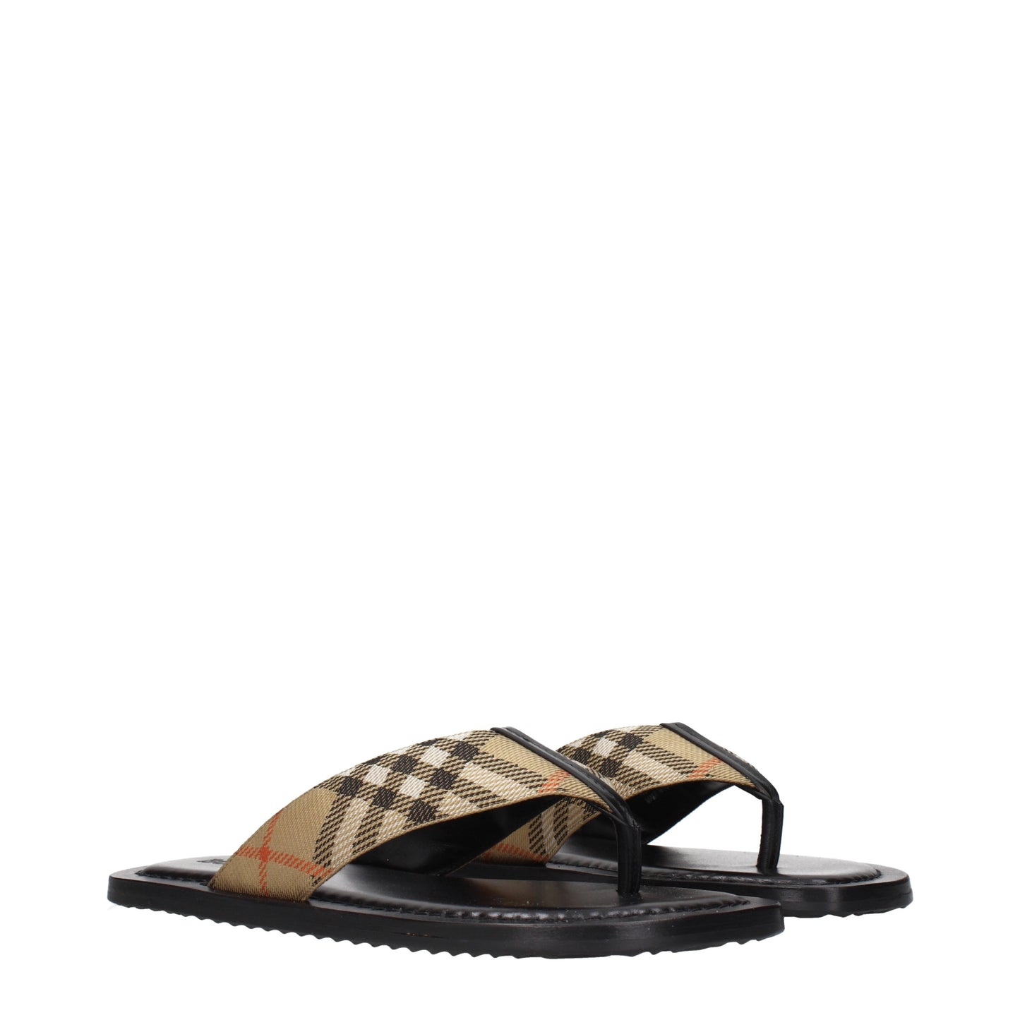 Burberry Flip Flops Men Fabric  Beige/Black