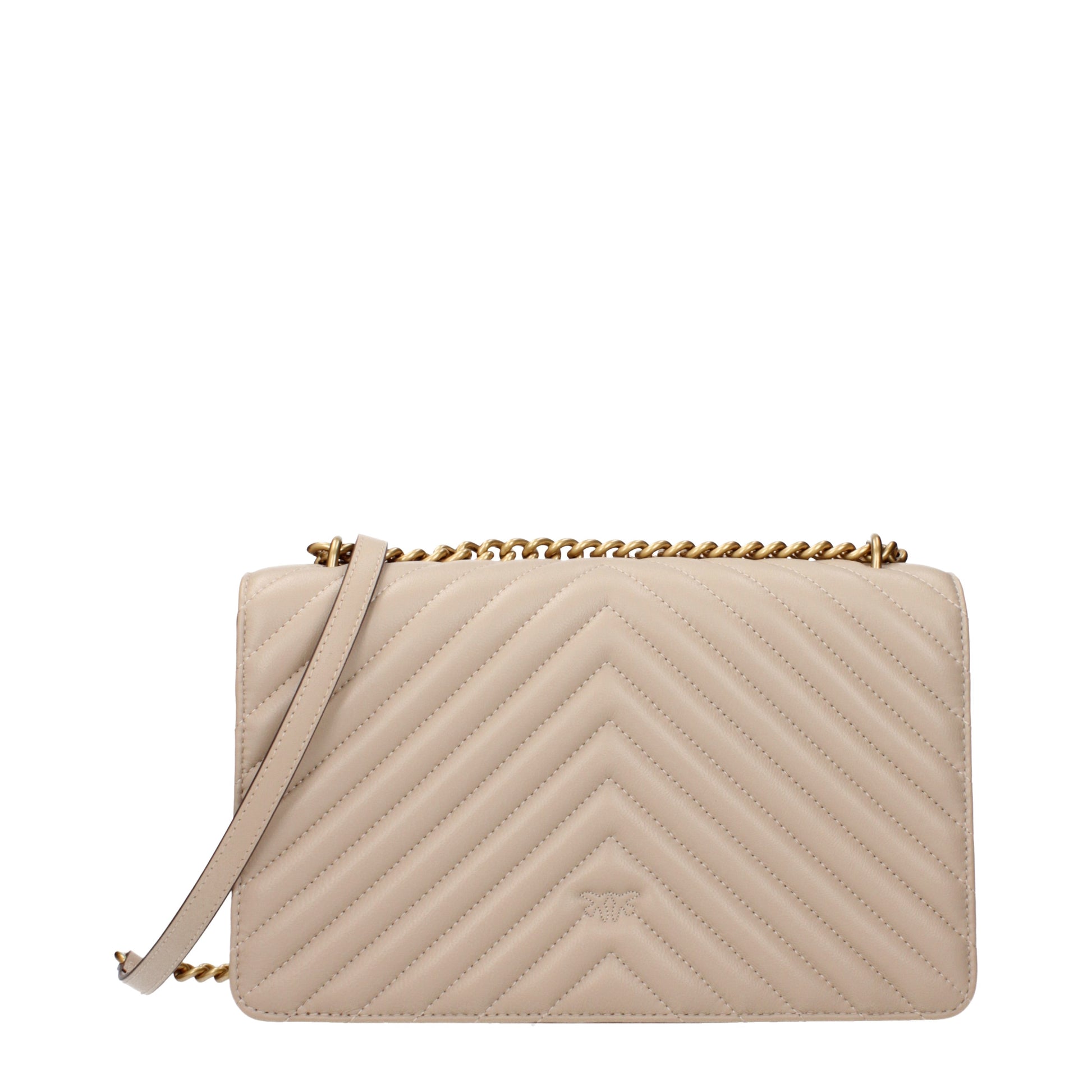 Pinko Crossbody Bags Women Leather Beige