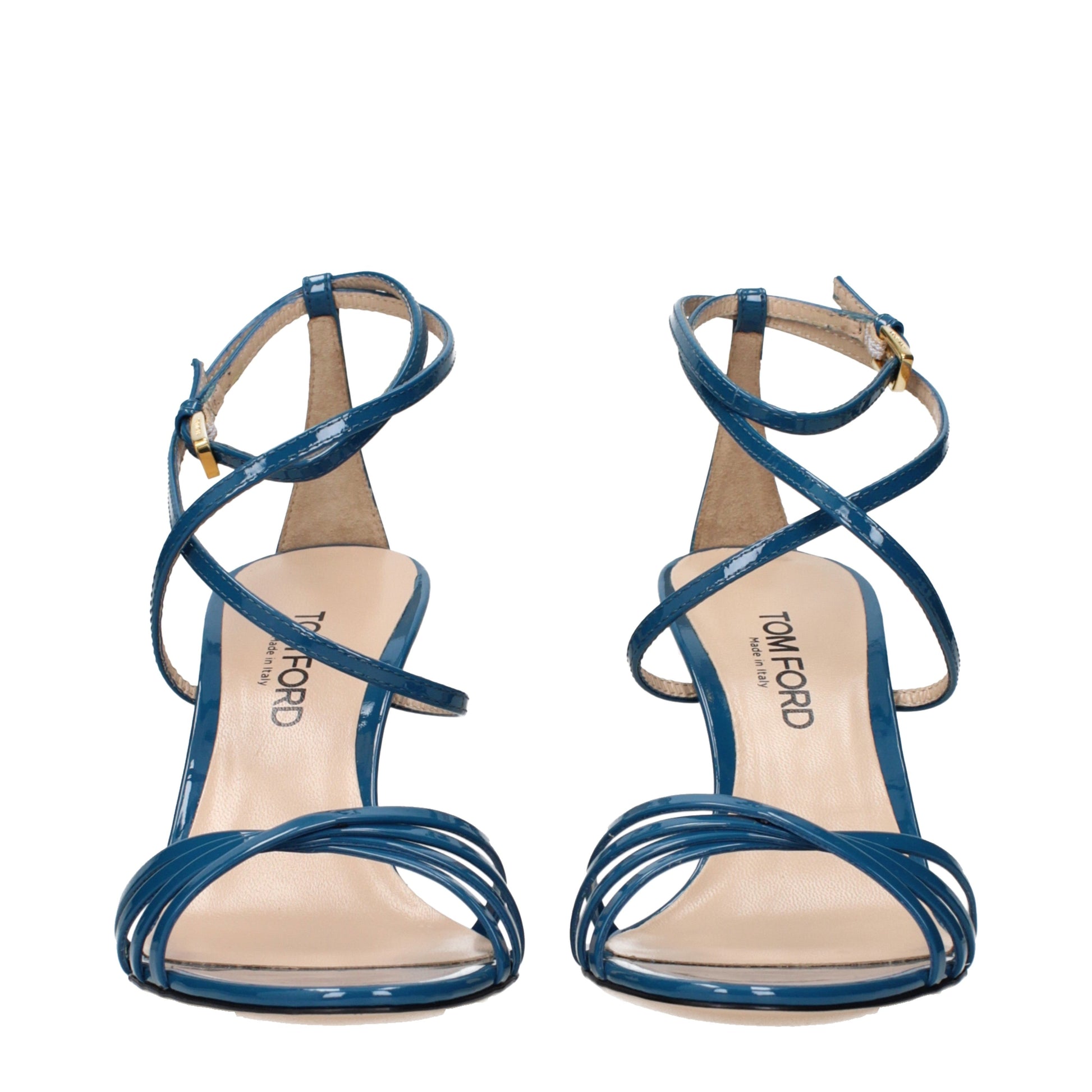 Tom Ford Sandals Women Patent Leather Blue/Turquoise