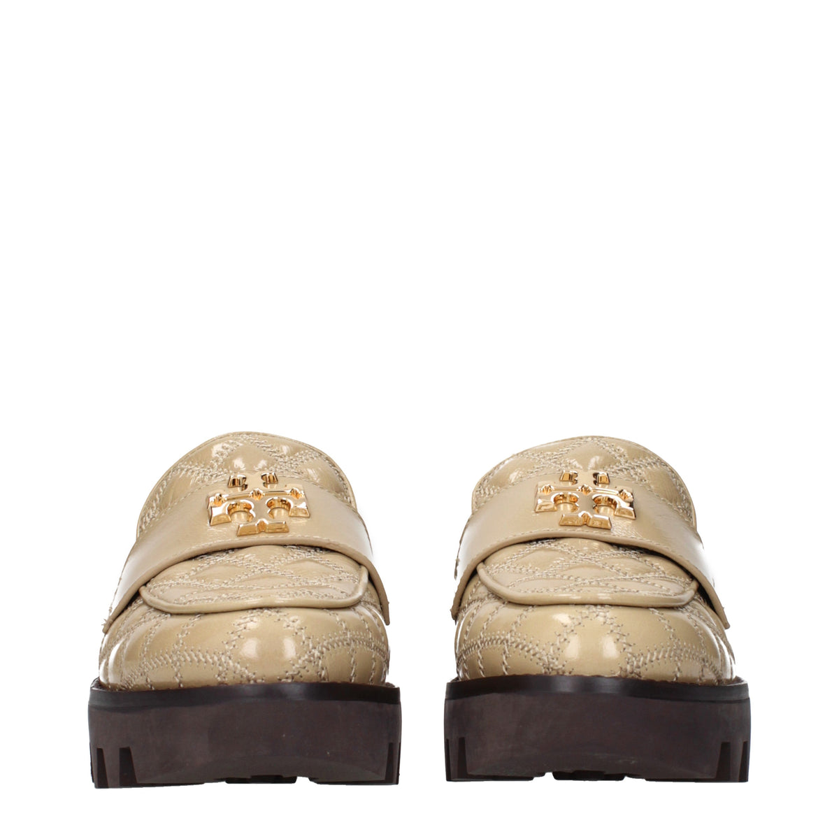 Tory Burch Loafers Women Patent Leather Beige/Almond