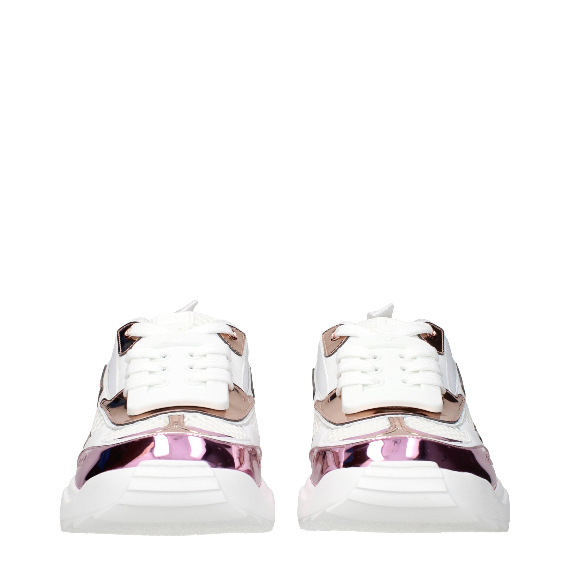 Roger Vivier Sneakers Women Fabric  White/Metallic Pink