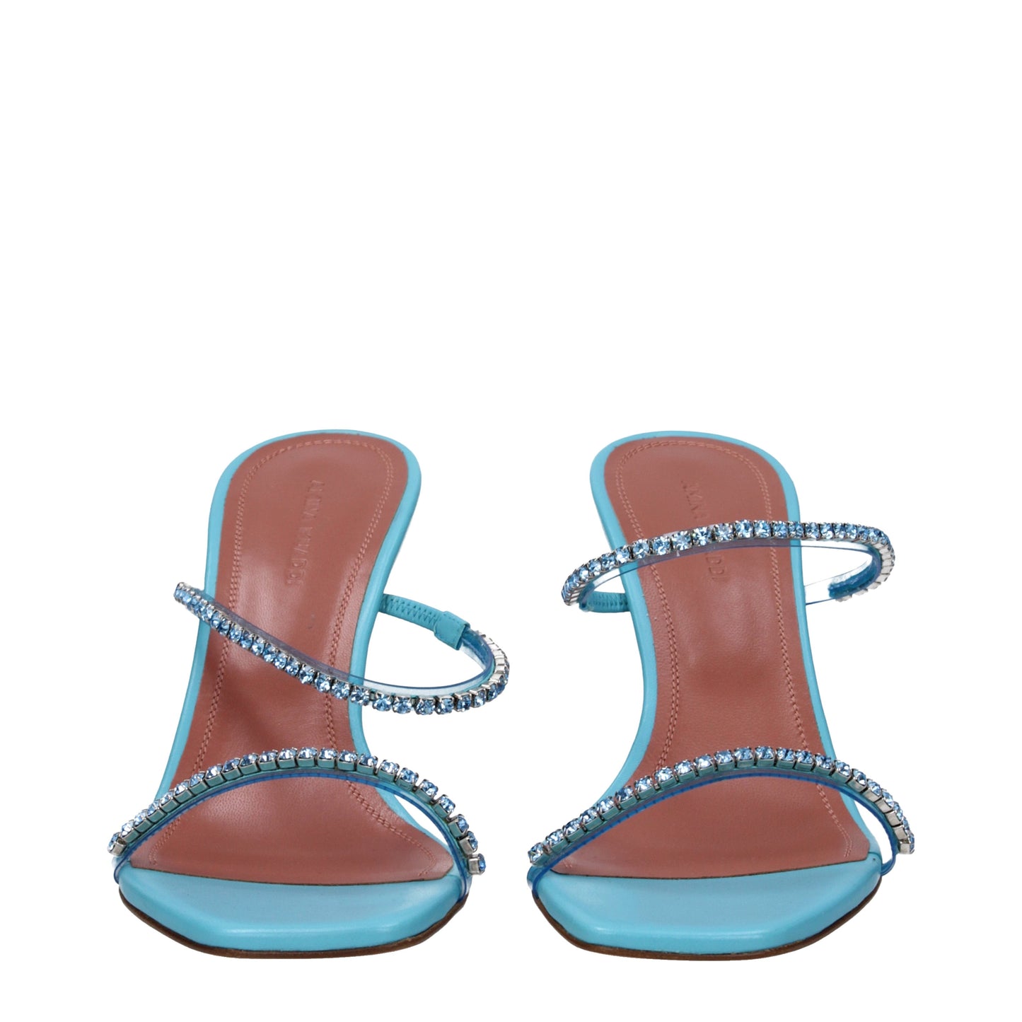 Amina Muaddi Women's Sandals in Leather Blue/Water