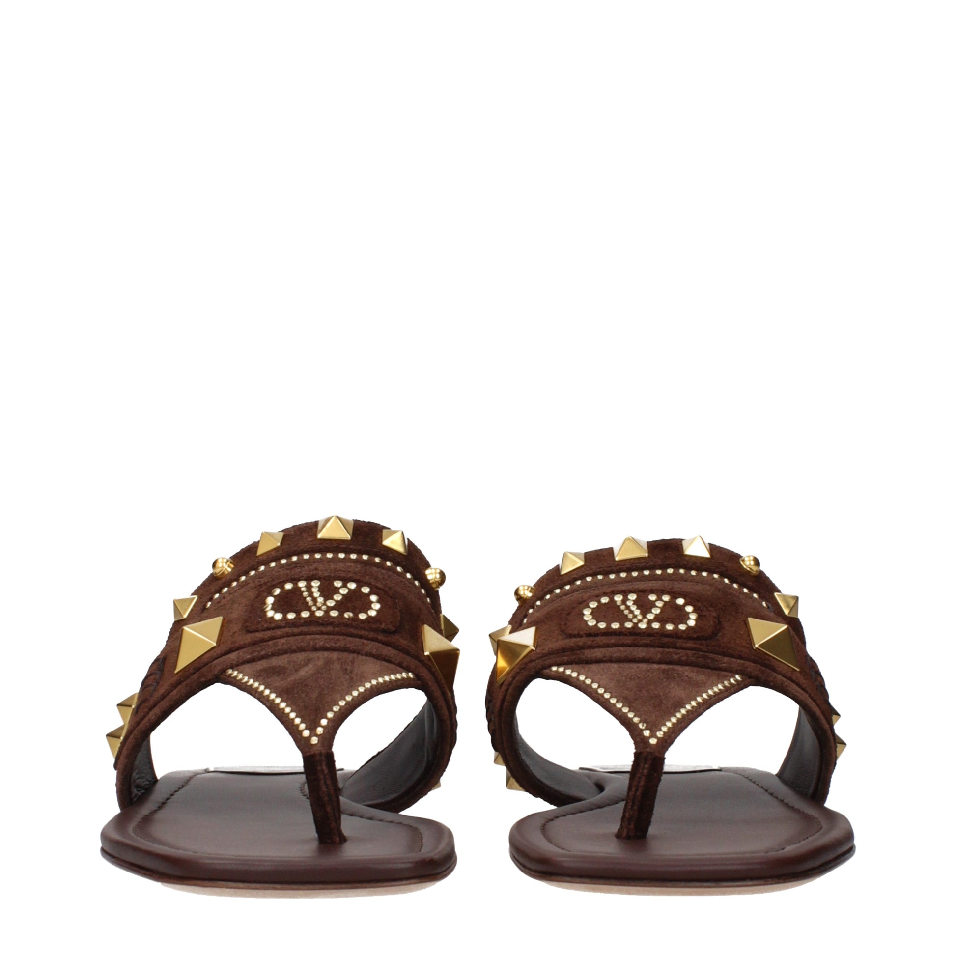 Valentino Garavani Flip Flops Women Suede Brown/Dark Chocolate