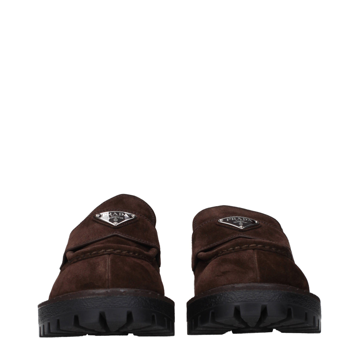 Prada Loafers Men Suede Brown/Dark Brown