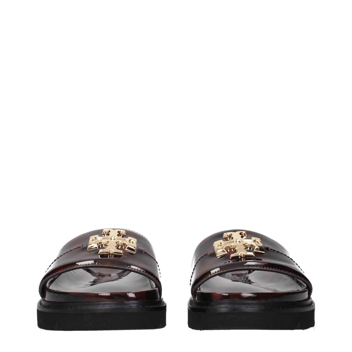 Tory Burch Slippers and Clogs Women Patent Leather Brown/Leopard