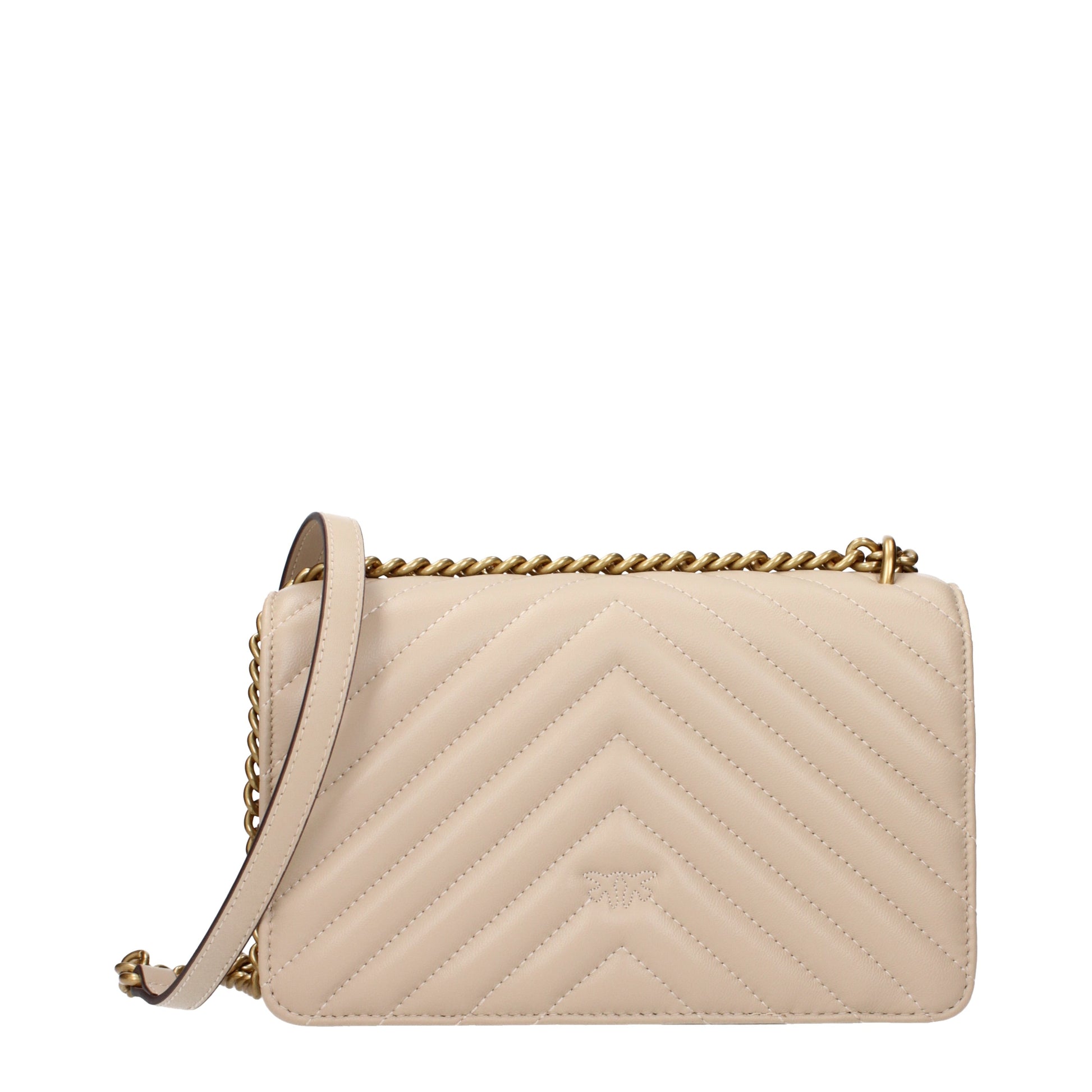 Pinko Crossbody Bags Women Leather Beige