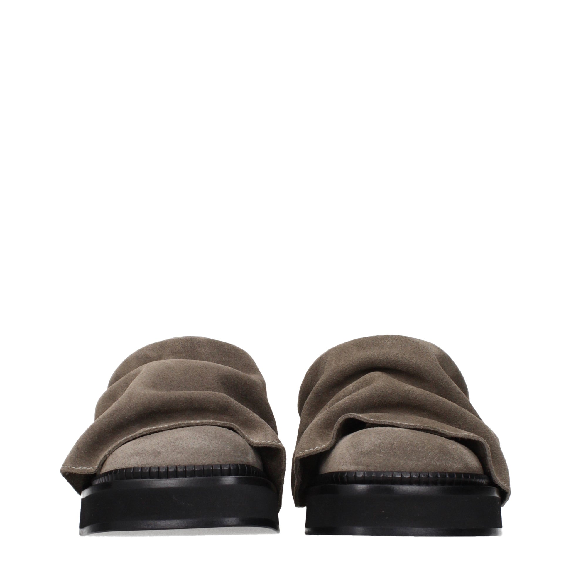 The Attico Slippers and Clogs Women Suede Gray/Taupe