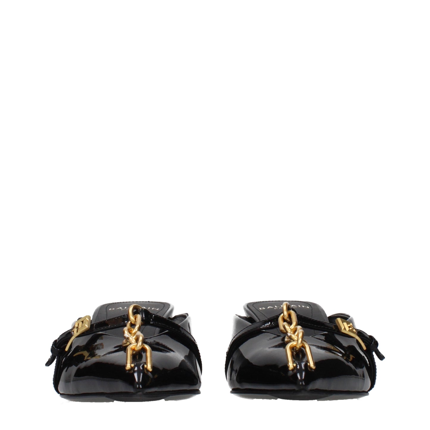 Balmain Sandals Women Patent Leather Black