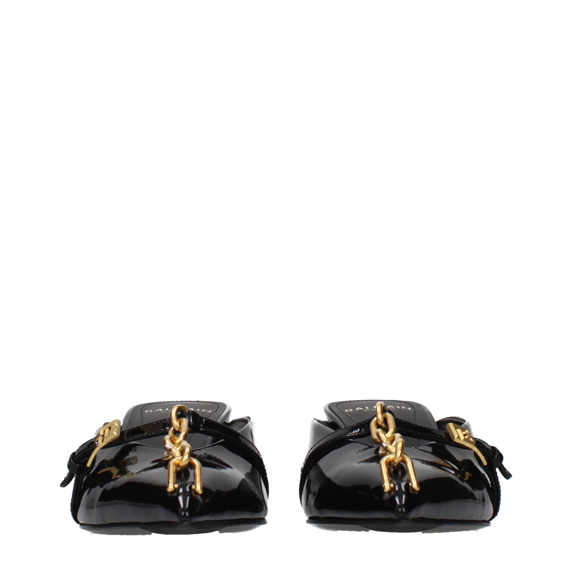 Balmain Sandals Women Patent Leather Black