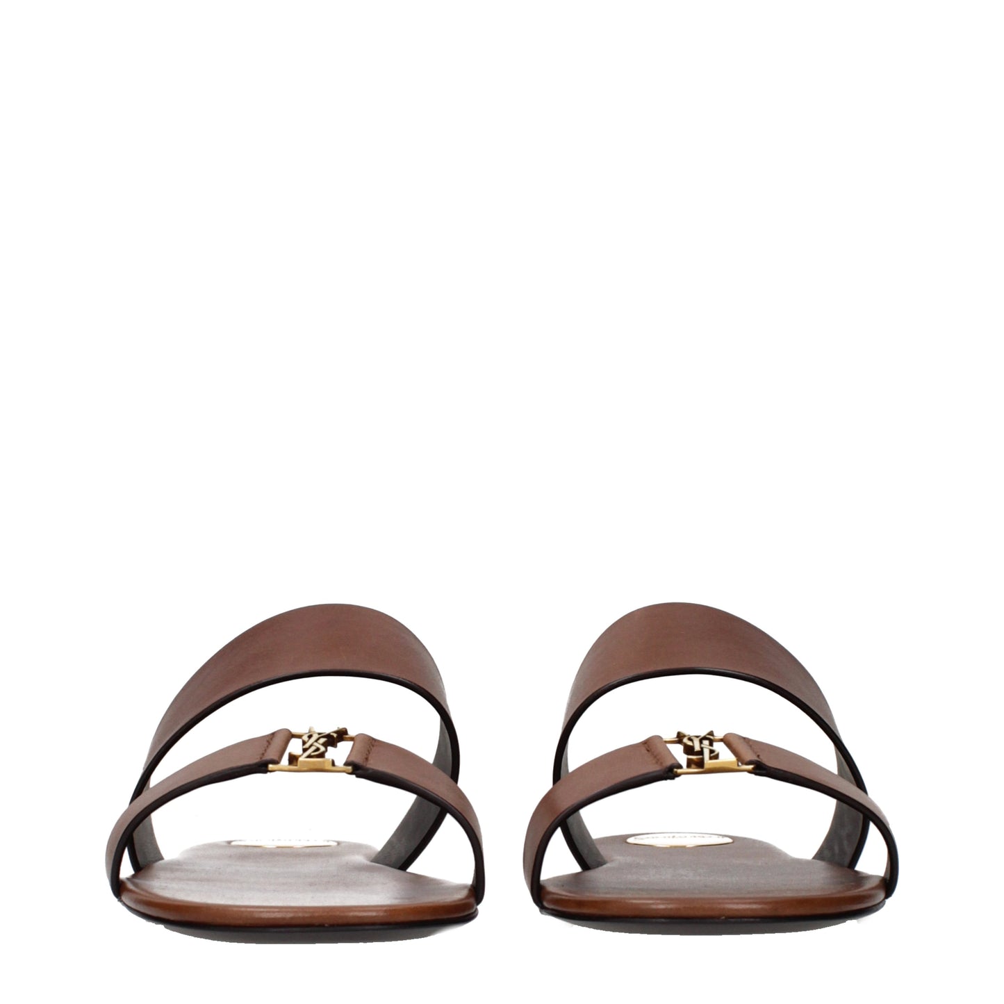 Saint Laurent Sandals Women Leather Brown/Burnt
