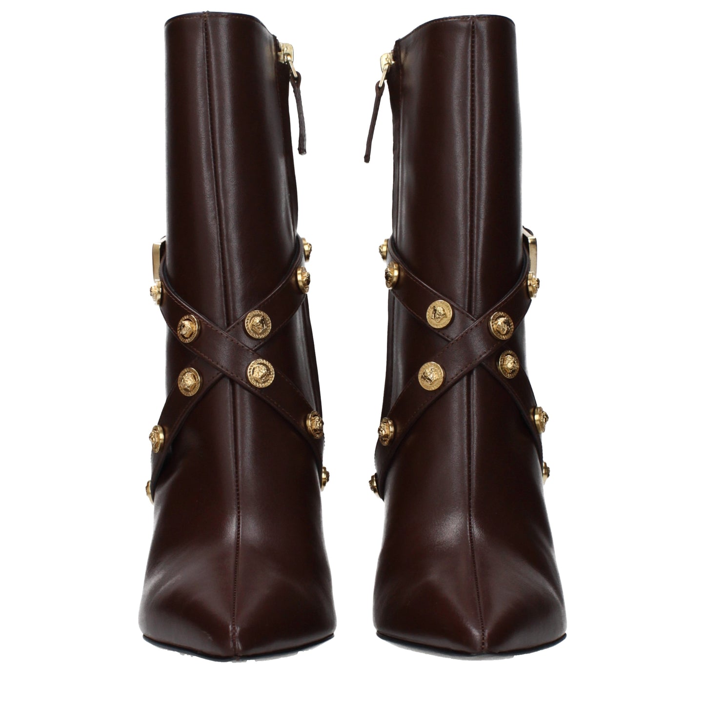 Versace Ankle Boots Women Leather Brown/Chocolate
