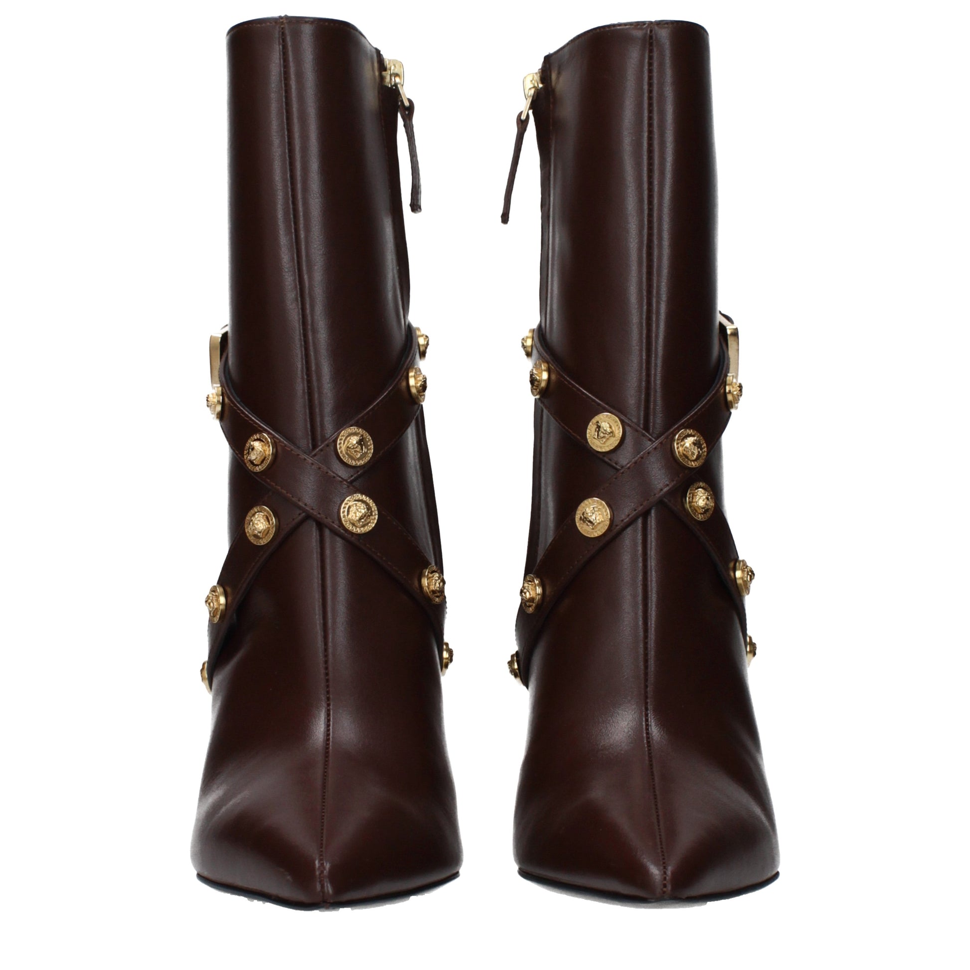 Versace Ankle Boots Women Leather Brown/Chocolate