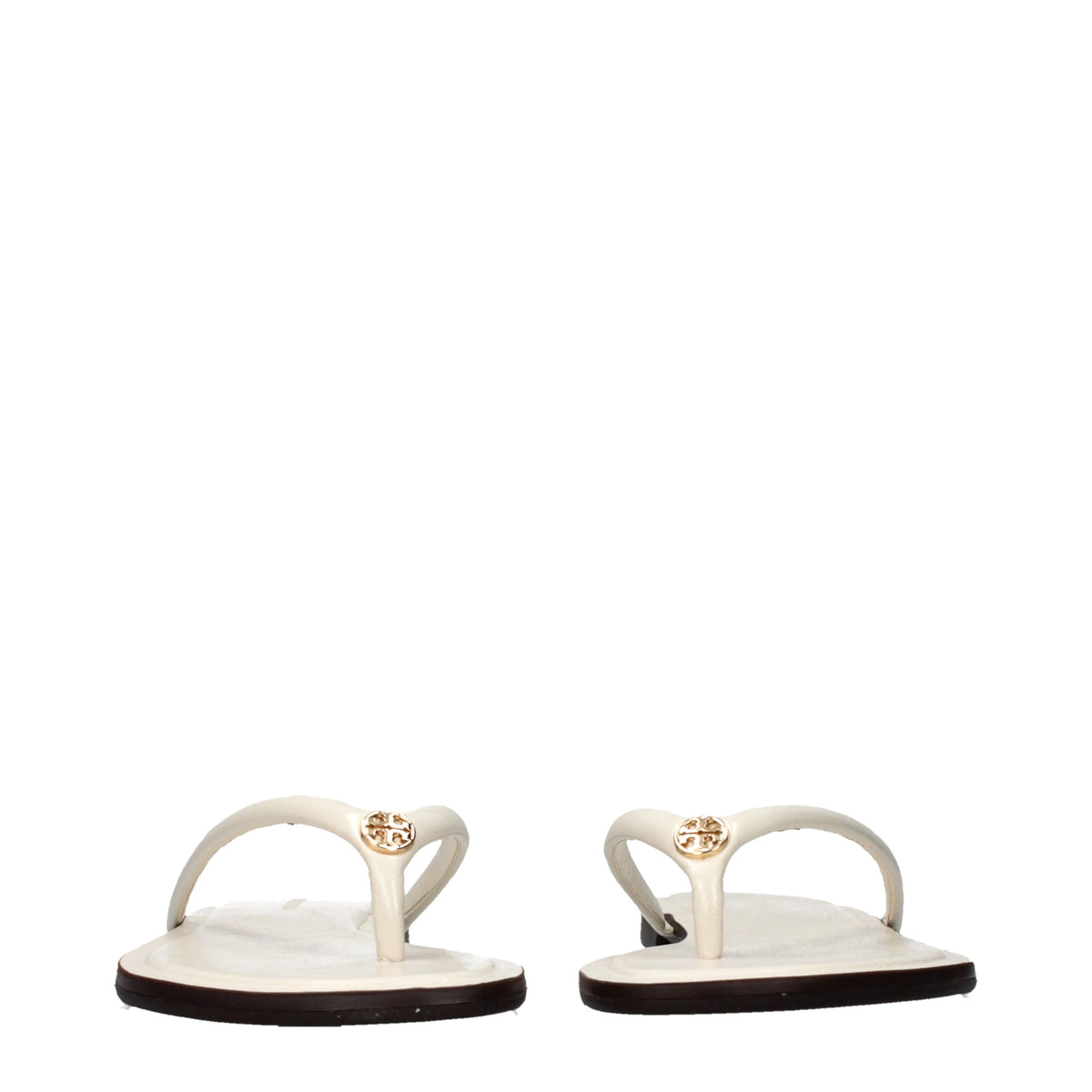 Tory Burch Flip Flops Women Leather Beige/Light Cream