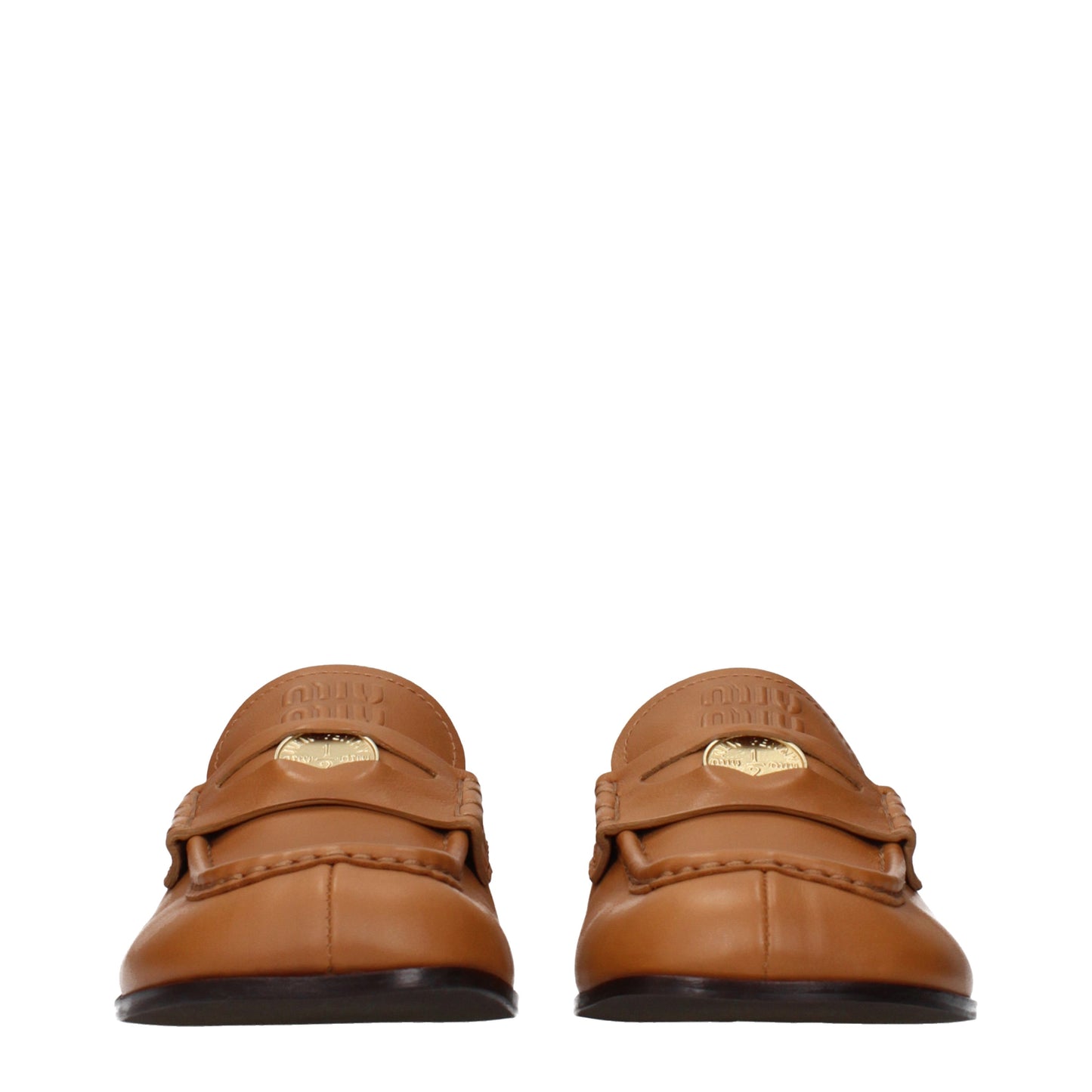 Miu Miu Loafers Women Leather Brown/Cognac