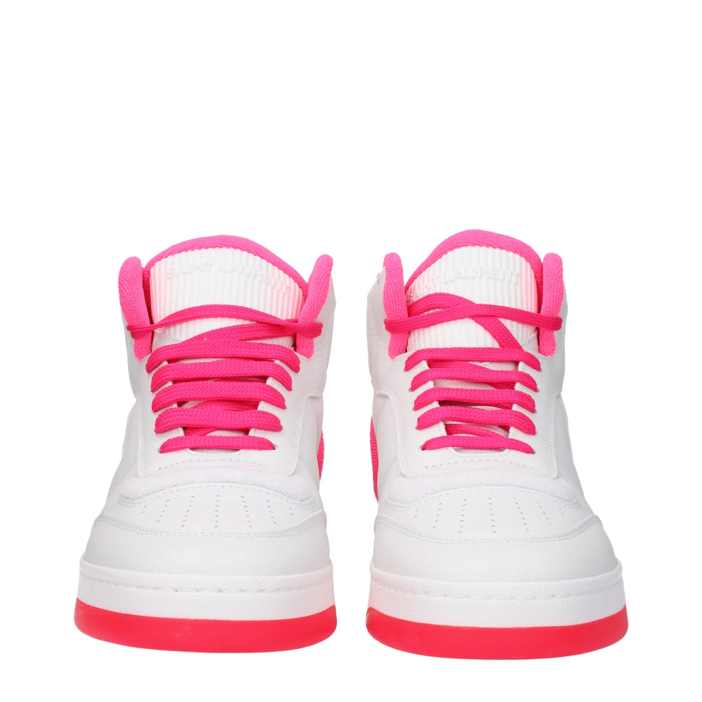 Saint Laurent Men's Sneakers in Leather White/Fluo Pink