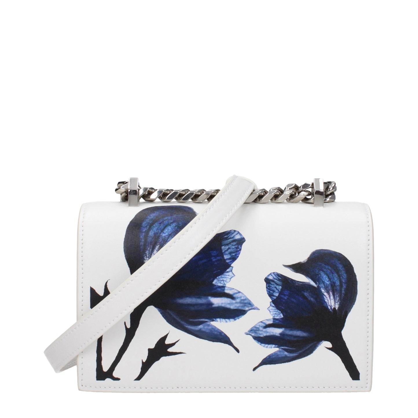 Alexander McQueen Crossbody Bags Women Leather White/Blue