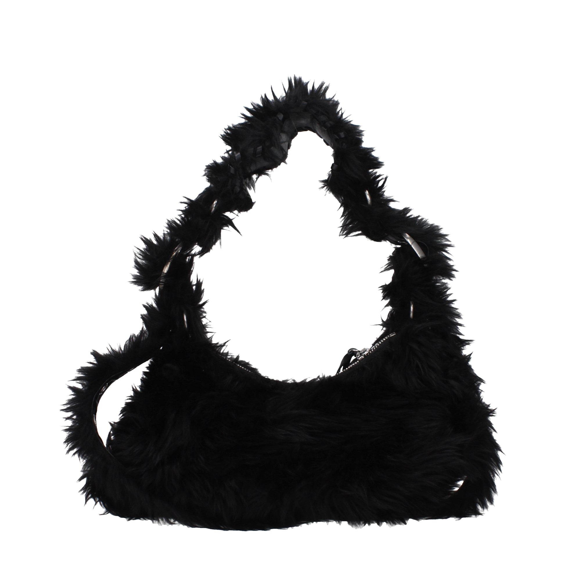 Balenciaga Shoulder Bags Women Eco Fur Black